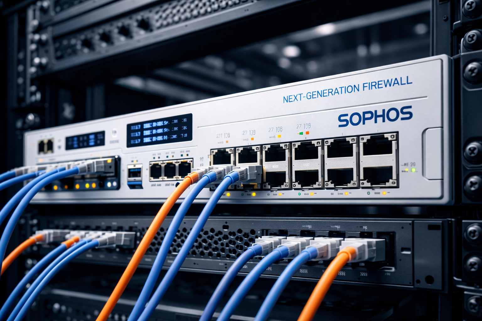 Illustration of a next-generation firewall protecting a company